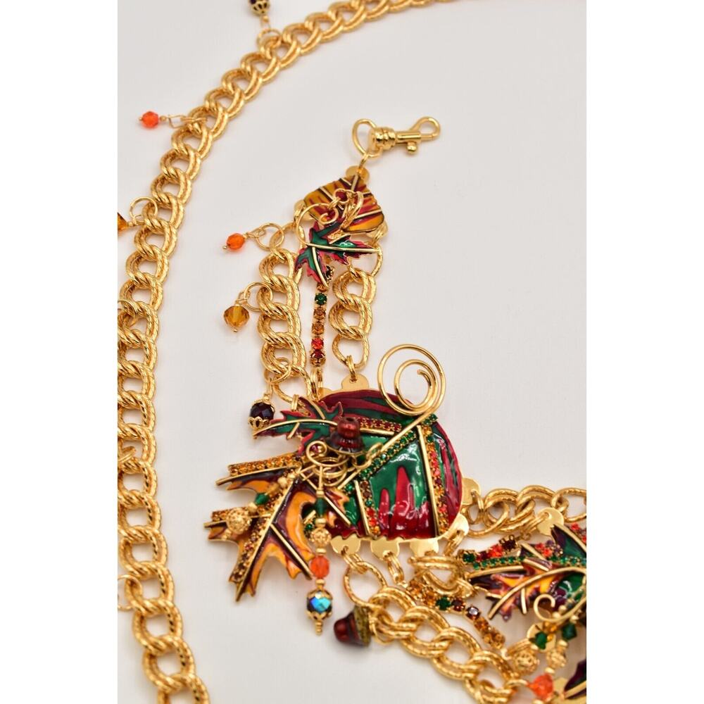 Lunch At The Ritz Autumn Fall Belt Chain Rhinestone Crystal Maple Leaf RARE - Picture 3 of 16